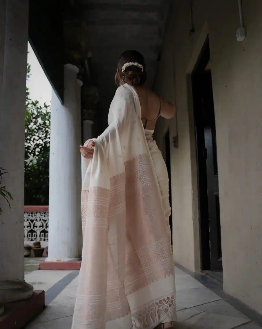 KP 6012 White in Soft Lichi Silk Lace Border & Lace Work Saree . Available at ₹1399 only. Delivery 4-6 Working Days. Shop now. | Bollywood Sarees, Creative Sarees, Designer Sarees, Embroidered Sarees, Ethnic Saree, Modern Digital sarees, Party Wear Sarees, Sarees