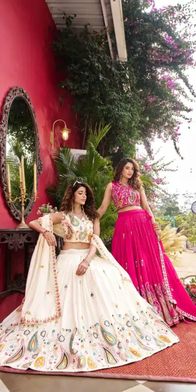 Ram 158 White Color Vichitra Lehenga Choli with Embroidery Work. Wedding, Party, Festive, Grab it for ₹3049. Delivery 4-6 Working Days. Shop now. | Bollywood Lehenga, Creative Lehenga, Designer Lehenga, Embroidered Lehenga, Lehenga, Party Wear Lehenga