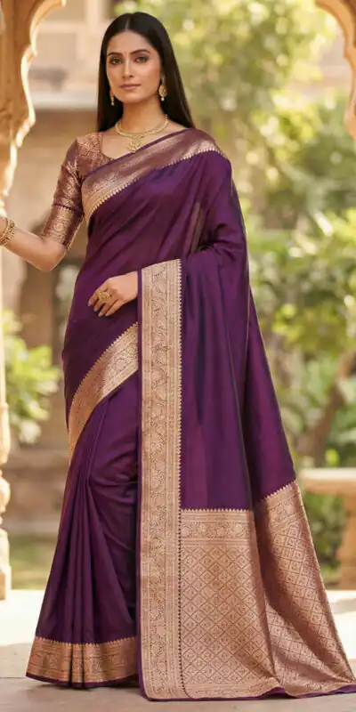 MB 3322 Wine in Color Banarasi Silk Zari Work & Lace Work Saree . Now at just ₹1899. Delivery 4-6 Working Days. Shop now. | Bollywood Sarees, Creative Sarees, Designer Sarees, Embroidered Sarees, Ethnic Saree, Modern Digital sarees, Party Wear Sarees, Sarees