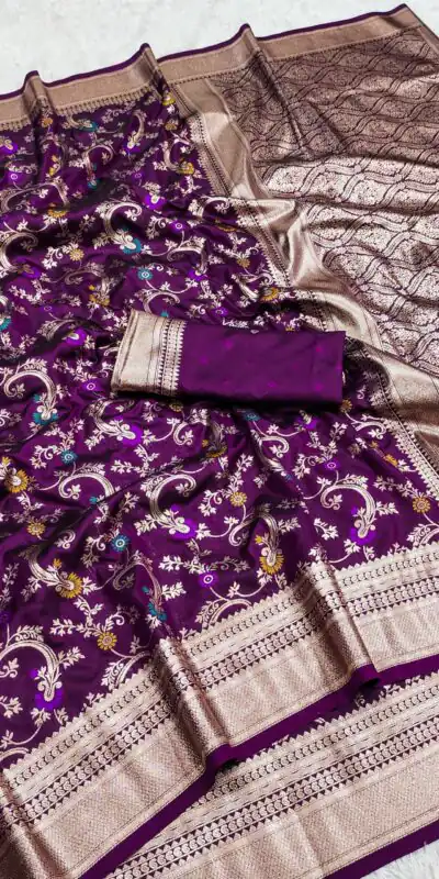 MB 548 Wine Banarasi silk Saree with Zari Work & Lace Work. Wedding, Party, Festive, Now at just ₹1949. Delivery 4-6 Working Days. Shop now. | Bollywood Sarees, Creative Sarees, Designer Sarees, Embroidered Sarees, Ethnic Saree, Modern Digital sarees, Party Wear Sarees, Sarees