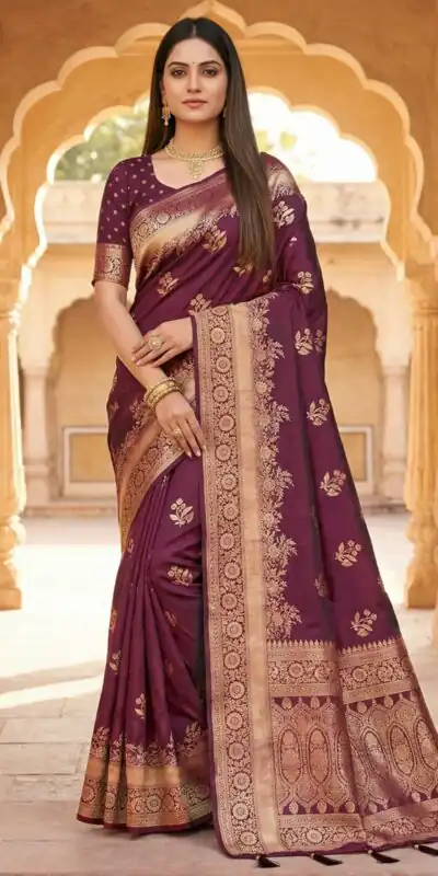 MB 39 Wine Color Banarasi Saree with Zari Work & Lace Work. Introductory Price ₹1899. Delivery 4-6 Working Days. Shop now. | Bollywood Sarees, Creative Sarees, Designer Sarees, Embroidered Sarees, Ethnic Saree, Modern Digital sarees, Party Wear Sarees, Sarees