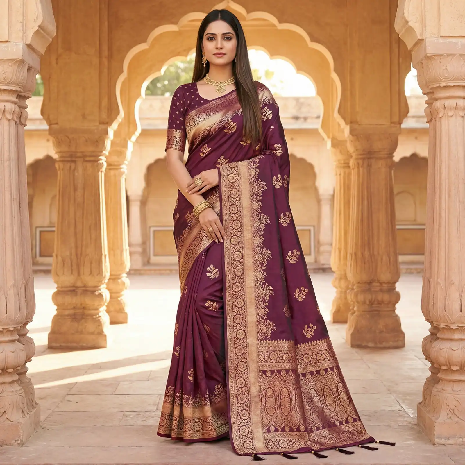 MB 39 Wine Color Banarasi Saree with Zari Work & Lace Work. Introductory Price ₹1899. Delivery 4-6 Working Days. Shop now. | Bollywood Sarees, Creative Sarees, Designer Sarees, Embroidered Sarees, Ethnic Saree, Modern Digital sarees, Party Wear Sarees, Sarees