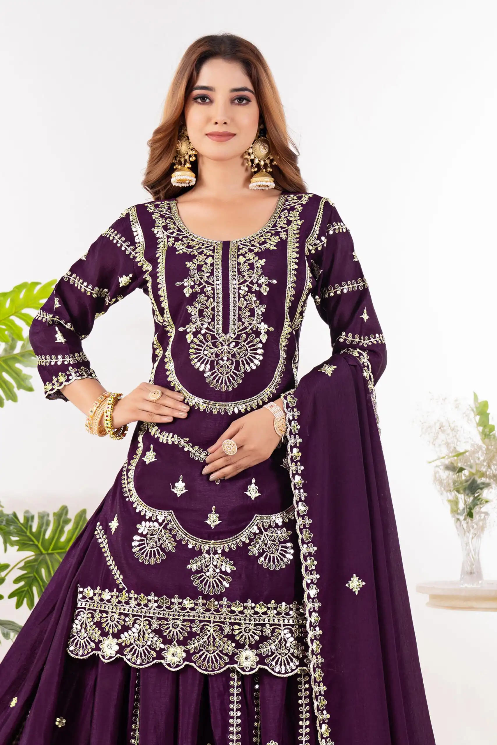 ND 5033 Wine Chinon Silk Salwar Suit with Embroidery Work & Lace Work. Affordable Price ₹2149. Delivery 4-6 Working Days. Shop now. | Jump Suits, Straight Suits, Casual Suits, Creative suits, Designer Suits, Palazzo Suits, Party Wear Suits, Patiala Suits, Salwar suit