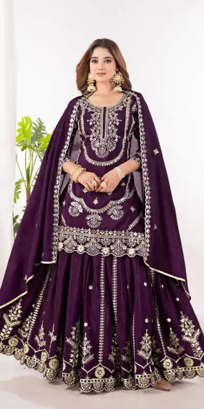 ND 5033 Wine Chinon Silk Salwar Suit with Embroidery Work & Lace Work. Affordable Price ₹2149. Delivery 4-6 Working Days. Shop now. | Jump Suits, Straight Suits, Casual Suits, Creative suits, Designer Suits, Palazzo Suits, Party Wear Suits, Patiala Suits, Salwar suit