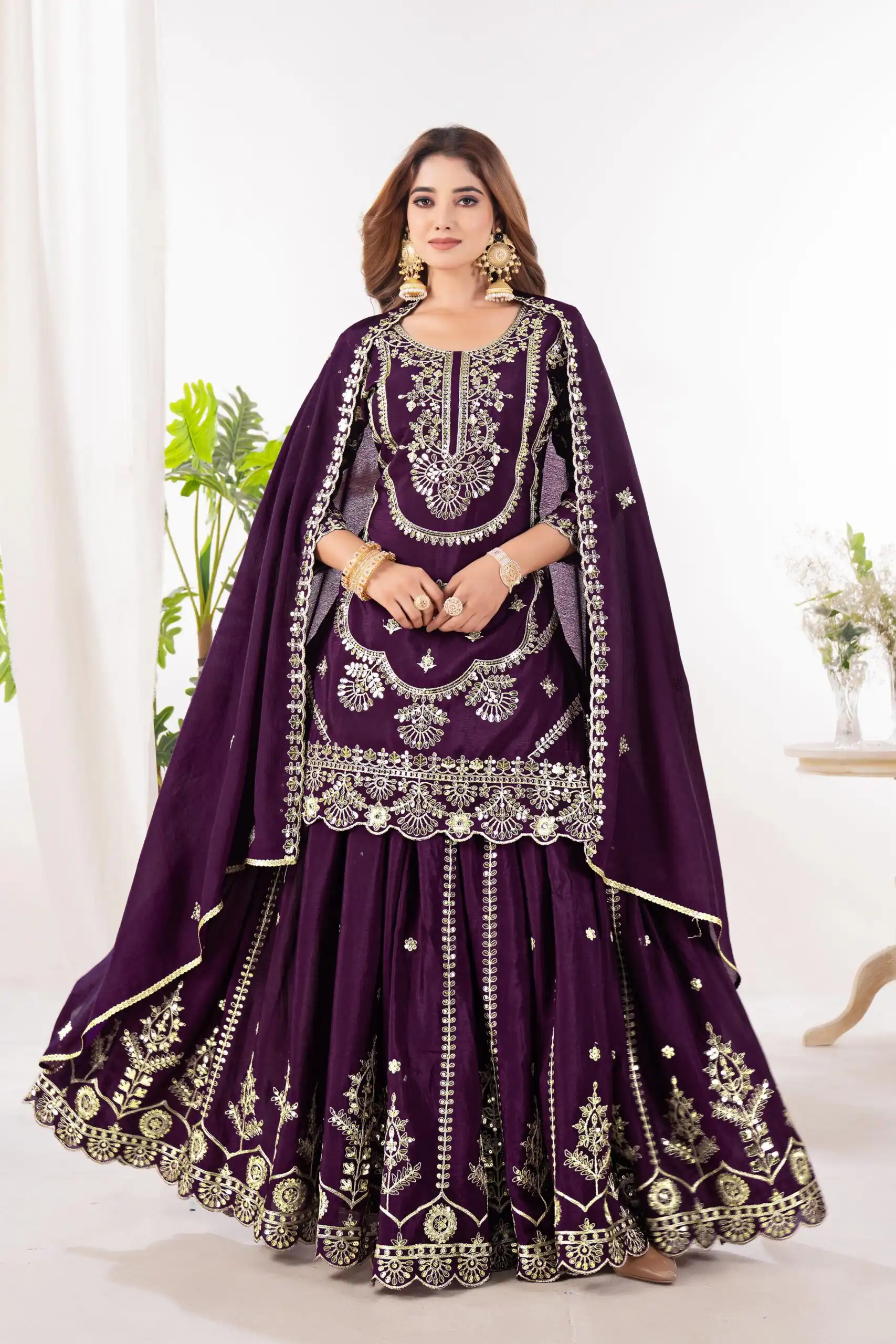 ND 5033 Wine Chinon Silk Salwar Suit with Embroidery Work & Lace Work. Affordable Price ₹2149. Delivery 4-6 Working Days. Shop now. | Jump Suits, Straight Suits, Casual Suits, Creative suits, Designer Suits, Palazzo Suits, Party Wear Suits, Patiala Suits, Salwar suit
