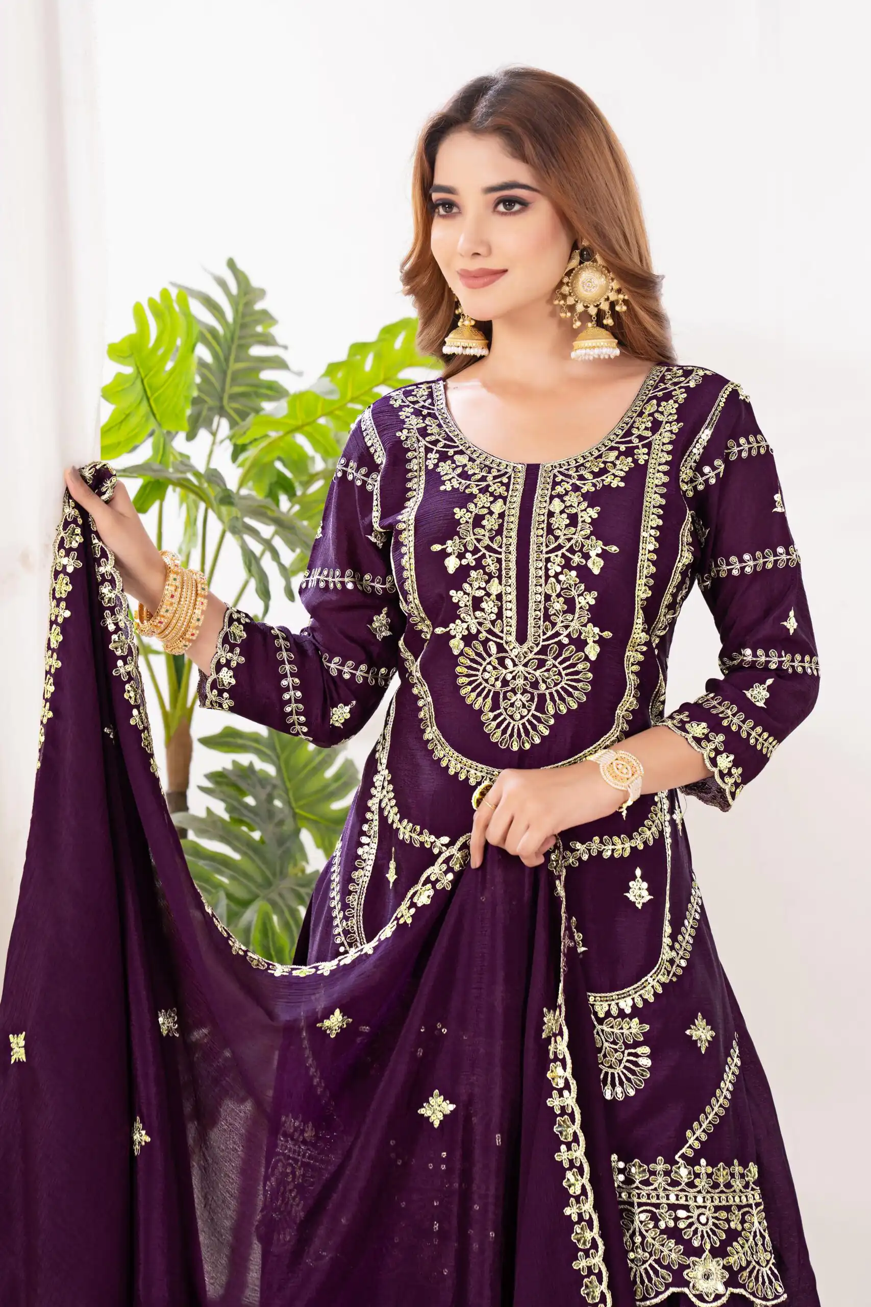 ND 5033 Wine Chinon Silk Salwar Suit with Embroidery Work & Lace Work. Affordable Price ₹2149. Delivery 4-6 Working Days. Shop now. | Jump Suits, Straight Suits, Casual Suits, Creative suits, Designer Suits, Palazzo Suits, Party Wear Suits, Patiala Suits, Salwar suit