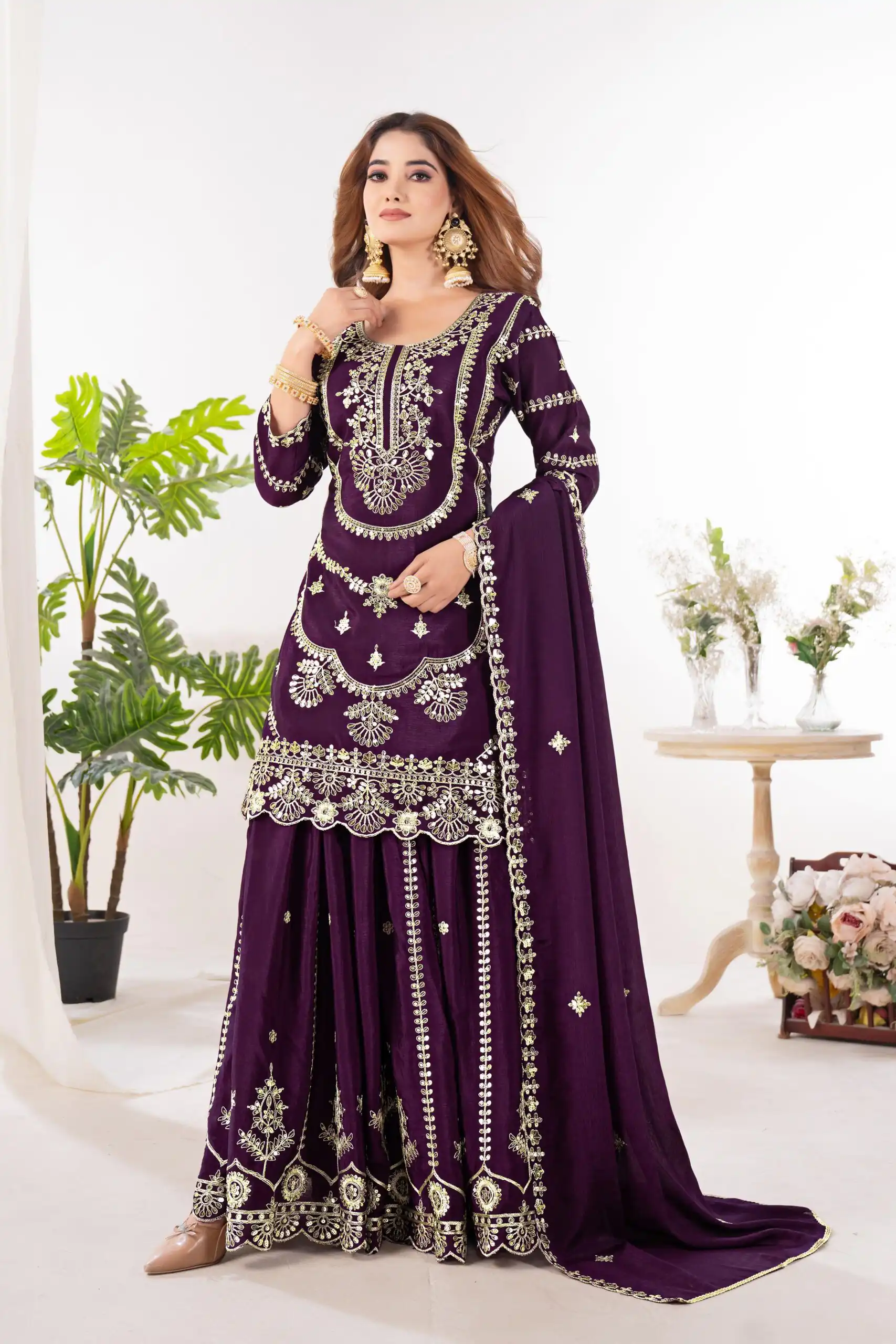 ND 5033 Wine Chinon Silk Salwar Suit with Embroidery Work & Lace Work. Affordable Price ₹2149. Delivery 4-6 Working Days. Shop now. | Jump Suits, Straight Suits, Casual Suits, Creative suits, Designer Suits, Palazzo Suits, Party Wear Suits, Patiala Suits, Salwar suit