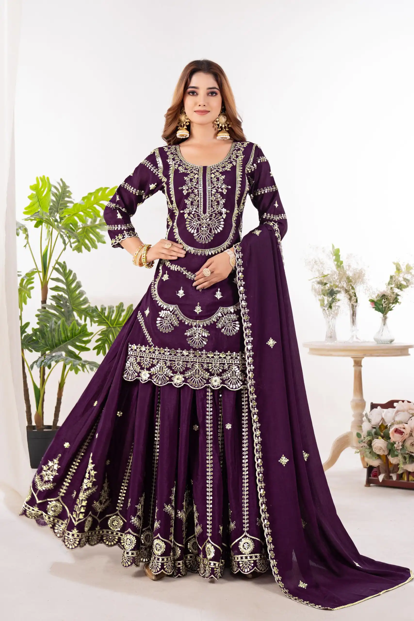 ND 5033 Wine Chinon Silk Salwar Suit with Embroidery Work & Lace Work. Affordable Price ₹2149. Delivery 4-6 Working Days. Shop now. | Jump Suits, Straight Suits, Casual Suits, Creative suits, Designer Suits, Palazzo Suits, Party Wear Suits, Patiala Suits, Salwar suit
