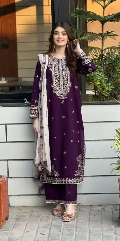 LG 2056 Wine Color Faux Georgette Salwar Suit with Embroidery Work. Get it for ₹2049. Delivery 4-6 Working Days. Shop now. | Jump Suits, Straight Suits, Tops & Bottoms, Track Suits, Trendy Wear, Casual Suits, Creative suits, Designer Suits, Palazzo Suits, Party Wear Suits, Patiala Suits, Salwar suit
