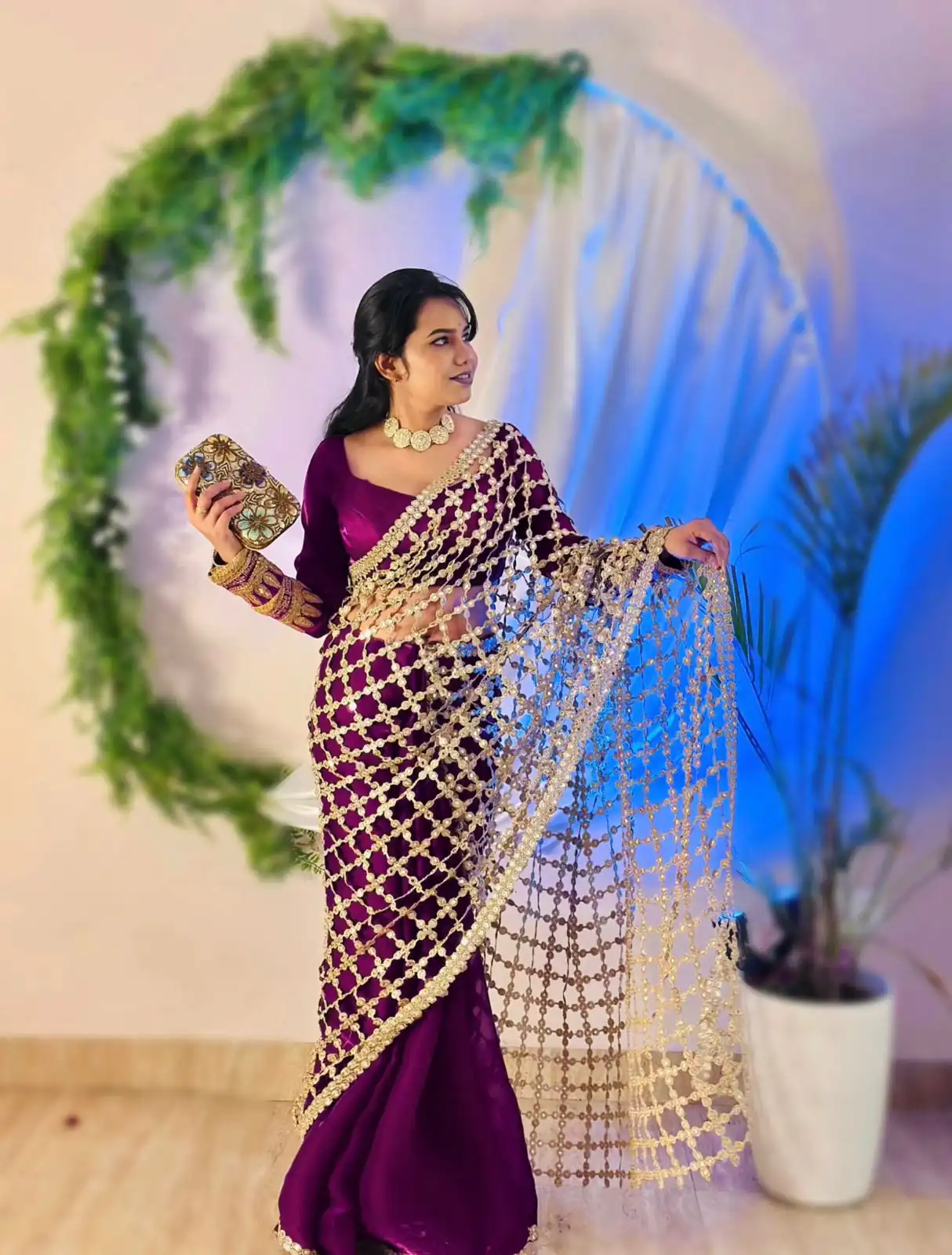 SRK 5322 Wine Fendy Silk Saree with Lace Work & Mirror Work. Wedding, Party, Festive, Events, Festive Deal ₹2499. Delivery 4-6 Working Days. Shop now. | Bollywood Sarees, Creative Sarees, Designer Sarees, Embroidered Sarees, Ethnic Saree, Modern Digital sarees, Party Wear Sarees, Sarees