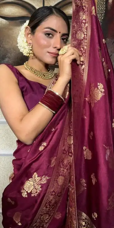 KPR 226 Wine Soft Lichi Silk Saree Perfect for Wedding, Party, Raksha Bandhan, Sangeet, Eid – . Get it for ₹1399. Delivery 4-6 Working Days. | Bollywood Sarees, Creative Sarees, Designer Sarees, Embroidered Sarees, Ethnic Saree, Modern Digital sarees, Party Wear Sarees, Sarees