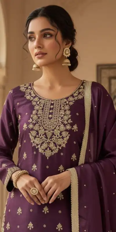 LG 2062 Wine Organza Silk Salwar Suit with Embroidery Work. Wedding, Party, Festive, Events Exclusive Offer ₹2499. Delivery 4-6 Working Days. Shop now. | Jump Suits, Straight Suits, Casual Suits, Creative suits, Designer Suits, Palazzo Suits, Party Wear Suits, Patiala Suits, Salwar suit