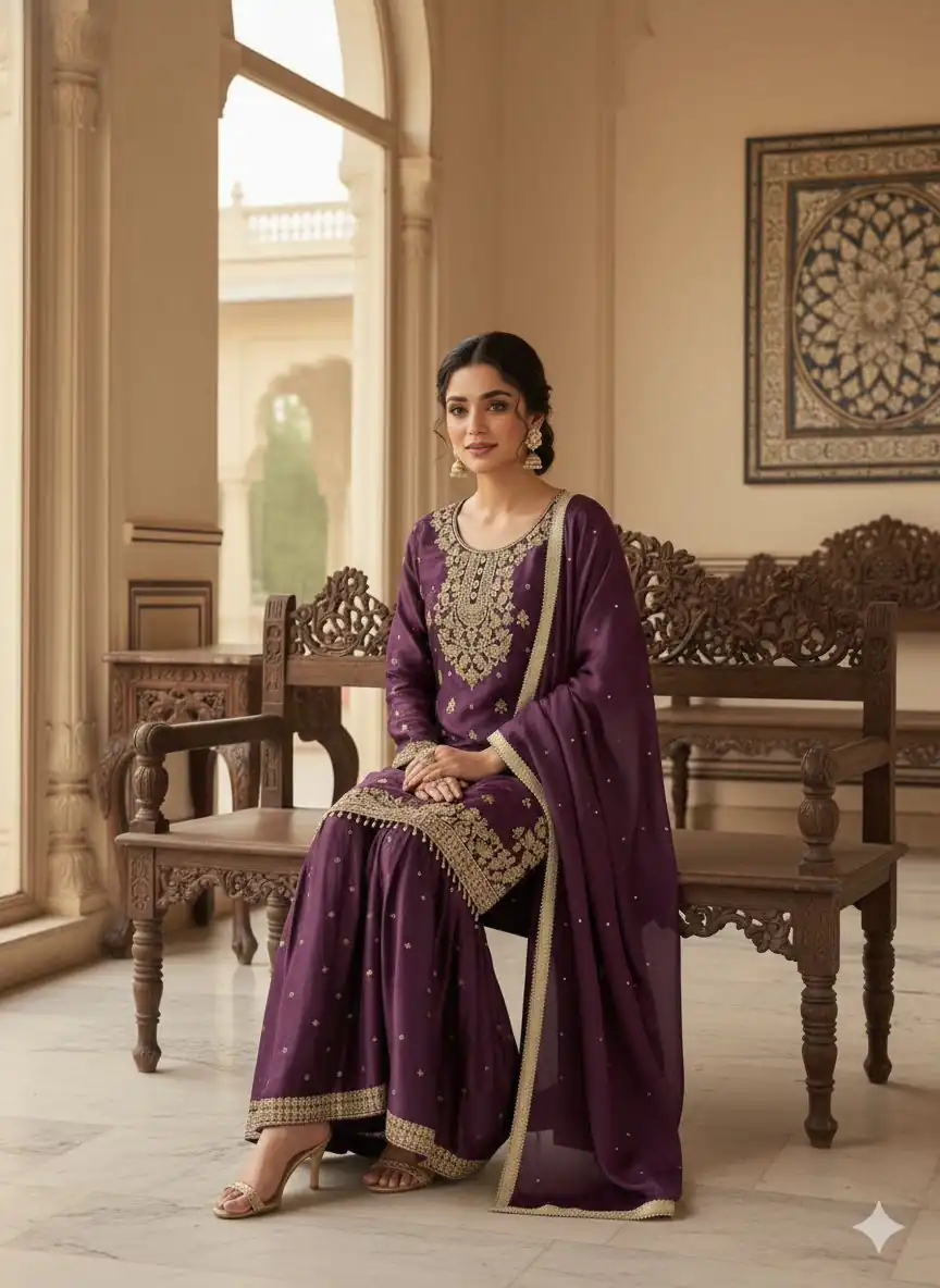 LG 2062 Wine Organza Silk Salwar Suit with Embroidery Work. Wedding, Party, Festive, Events Exclusive Offer ₹2499. Delivery 4-6 Working Days. Shop now. | Jump Suits, Straight Suits, Casual Suits, Creative suits, Designer Suits, Palazzo Suits, Party Wear Suits, Patiala Suits, Salwar suit