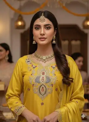 LG 2058 Yellow Chinon Salwar Suit with Embroidery Work. Wedding, Party, Festive, Events, Grab it for ₹2449. Delivery 4-6 Working Days. Shop now. | Jump Suits, Straight Suits, Casual Suits, Creative suits, Designer Suits, Palazzo Suits, Party Wear Suits, Patiala Suits, Salwar suit