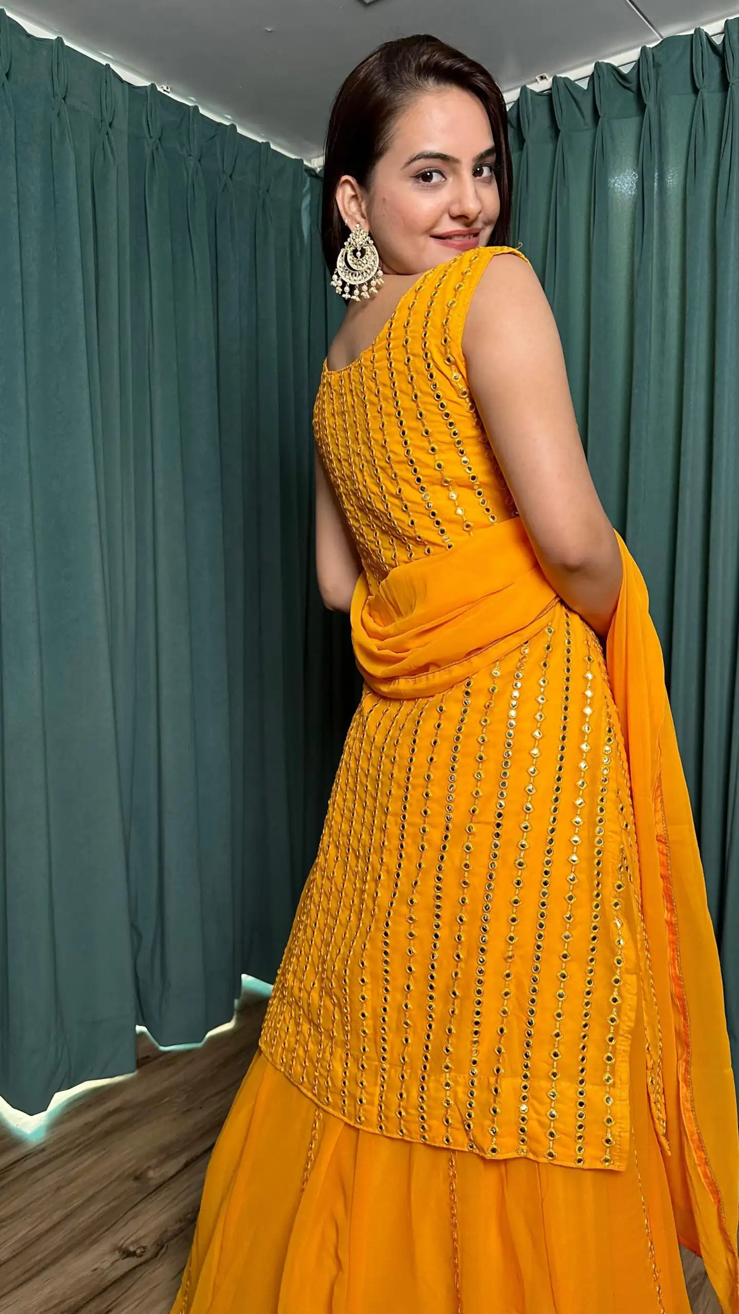 FB L299 Yellow in Color Georgette Mirror Work Lehenga Choli e. Introductory Price ₹2549. Delivery 4-6 Working Days. Shop now. | Bollywood Lehenga, Creative Lehenga, Designer Lehenga, Embroidered Lehenga, Lehenga, Party Wear Lehenga