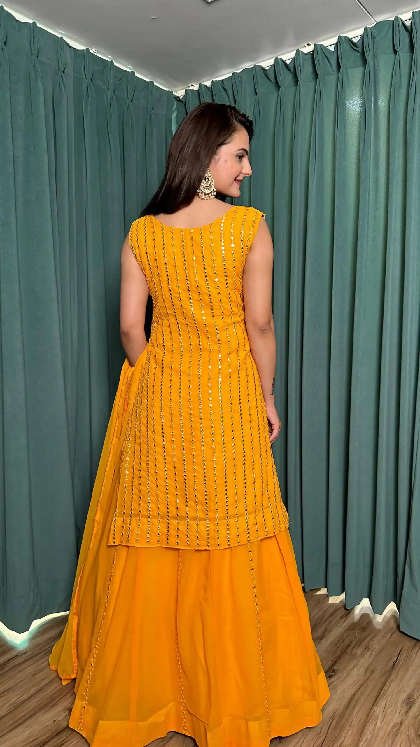 FB L299 Yellow in Color Georgette Mirror Work Lehenga Choli e. Introductory Price ₹2549. Delivery 4-6 Working Days. Shop now. | Bollywood Lehenga, Creative Lehenga, Designer Lehenga, Embroidered Lehenga, Lehenga, Party Wear Lehenga