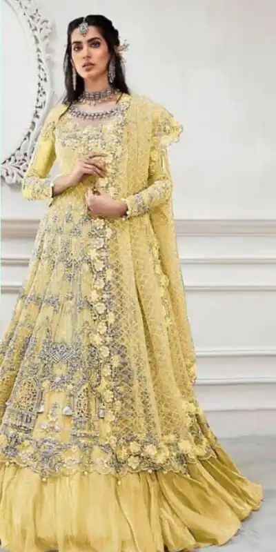 FC 108 Yellow in Heavy Net Stone Work & Embroidery Work Salwar Suit . Get it for ₹2149. Delivery 4-6 Working Days. Shop now. | Jump Suits, Straight Suits, Casual Suits, Creative suits, Designer Suits, Palazzo Suits, Party Wear Suits, Patiala Suits, Salwar suit