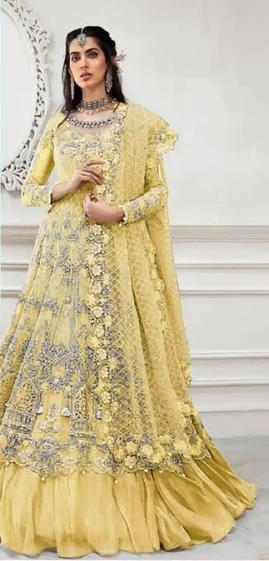 FC 108 Yellow in Heavy Net Stone Work & Embroidery Work Salwar Suit . Get it for ₹2149. Delivery 4-6 Working Days. Shop now. | Jump Suits, Straight Suits, Casual Suits, Creative suits, Designer Suits, Palazzo Suits, Party Wear Suits, Patiala Suits, Salwar suit