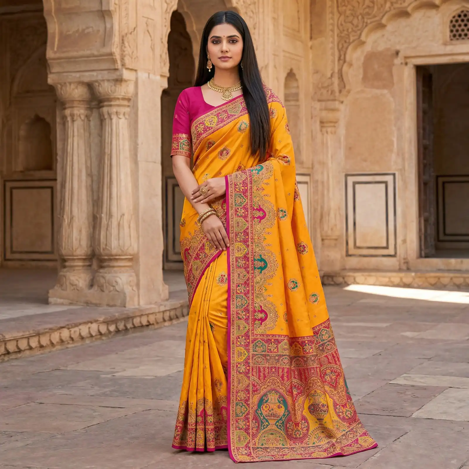 MB 56 Yellow Paithani Silk Saree with Lace Border & Lace Work. Affordable Price ₹2399. Delivery 4-6 Working Days. Shop now. | Bollywood Sarees, Creative Sarees, Designer Sarees, Embroidered Sarees, Ethnic Saree, Modern Digital sarees, Party Wear Sarees, Sarees