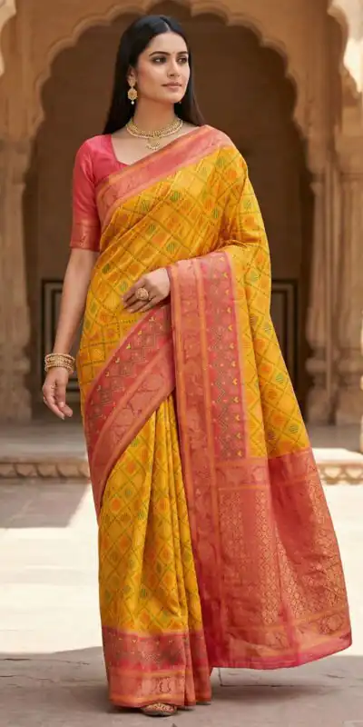 MB 6088 Yellow Color Lace Work & Zari Work Sareein Pochampalli Silk. Best Price ₹2049. Delivery 4-6 Working Days. Shop now. | Bollywood Sarees, Creative Sarees, Designer Sarees, Embroidered Sarees, Ethnic Saree, Modern Digital sarees, Party Wear Sarees, Sarees