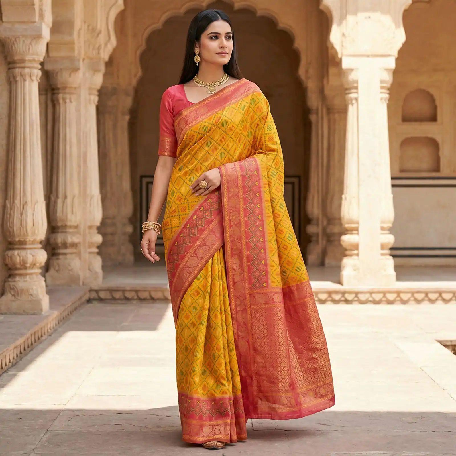 MB 6088 Yellow Color Lace Work & Zari Work Sareein Pochampalli Silk. Best Price ₹2049. Delivery 4-6 Working Days. Shop now. | Bollywood Sarees, Creative Sarees, Designer Sarees, Embroidered Sarees, Ethnic Saree, Modern Digital sarees, Party Wear Sarees, Sarees