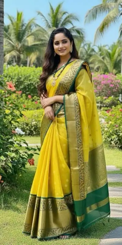 KPR 225 Yellow in Soft Lichi Silk Lace Work & Lace Border Saree . Special Price ₹1449. Delivery 4-6 Working Days. Shop now. | Bollywood Sarees, Creative Sarees, Designer Sarees, Embroidered Sarees, Ethnic Saree, Modern Digital sarees, Party Wear Sarees, Sarees