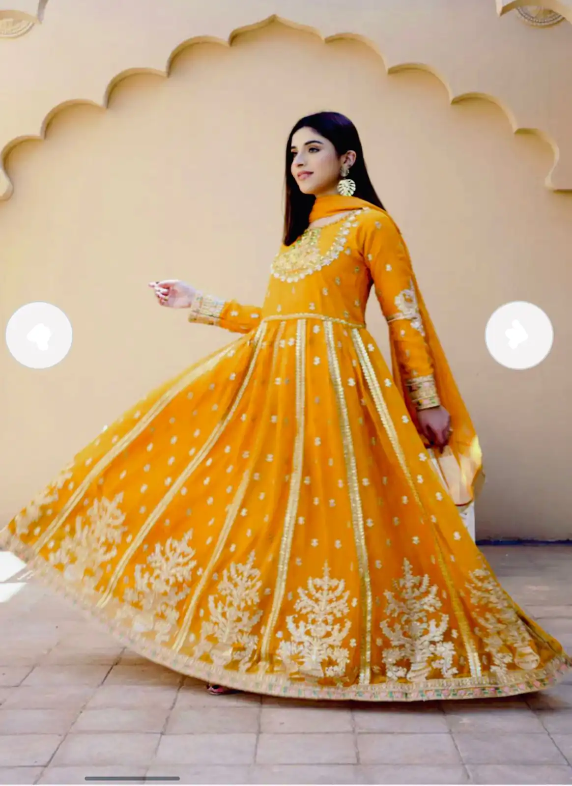 Aglow Yellow Fox Blooming Georgette Sequence Work Gown - Image 3