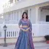 Beautiful Blue Ysl Silk Zari Embroidery Work Lehenga Choli
