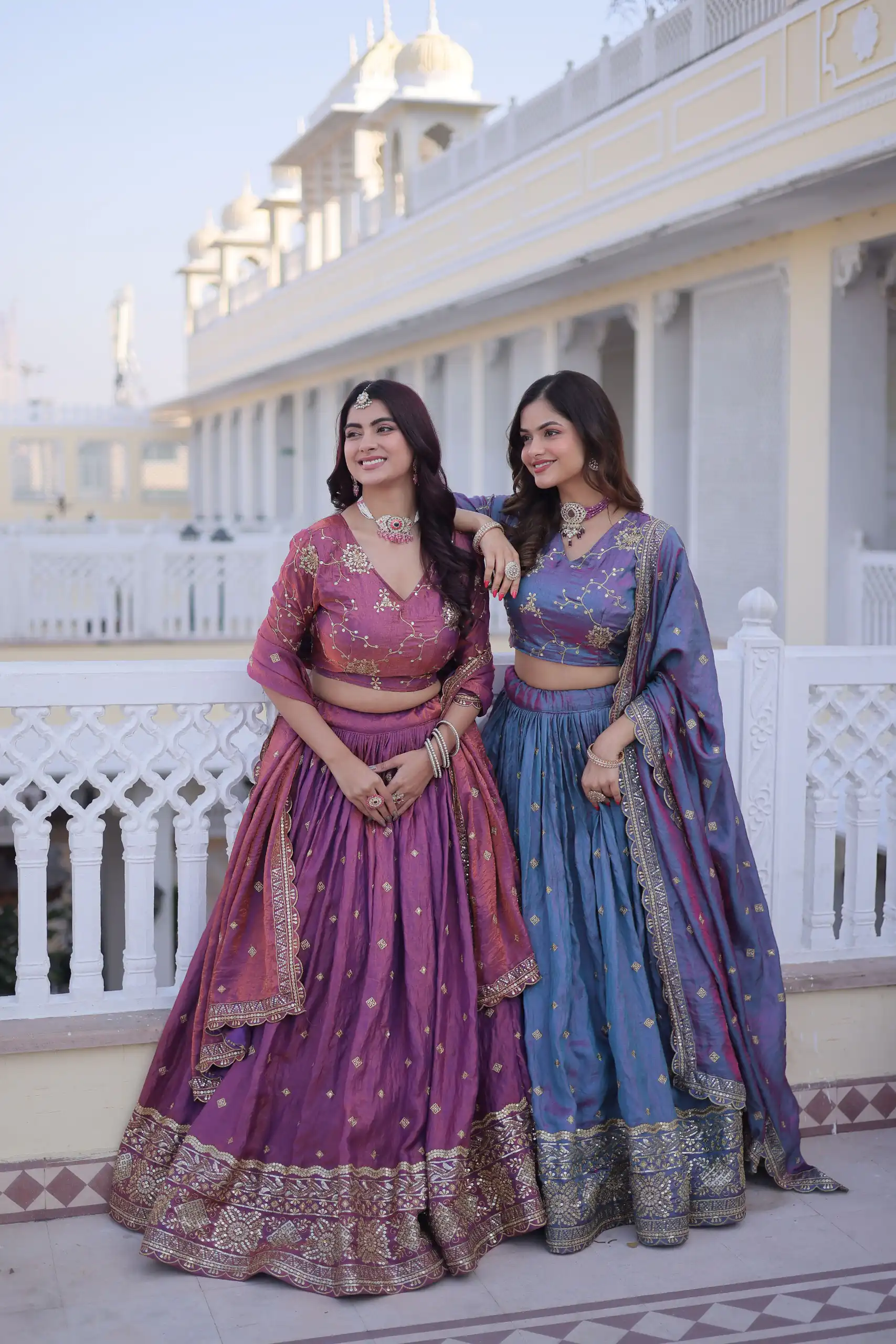 Beautiful Blue Ysl Silk Zari Embroidery Work Lehenga Choli - Image 7