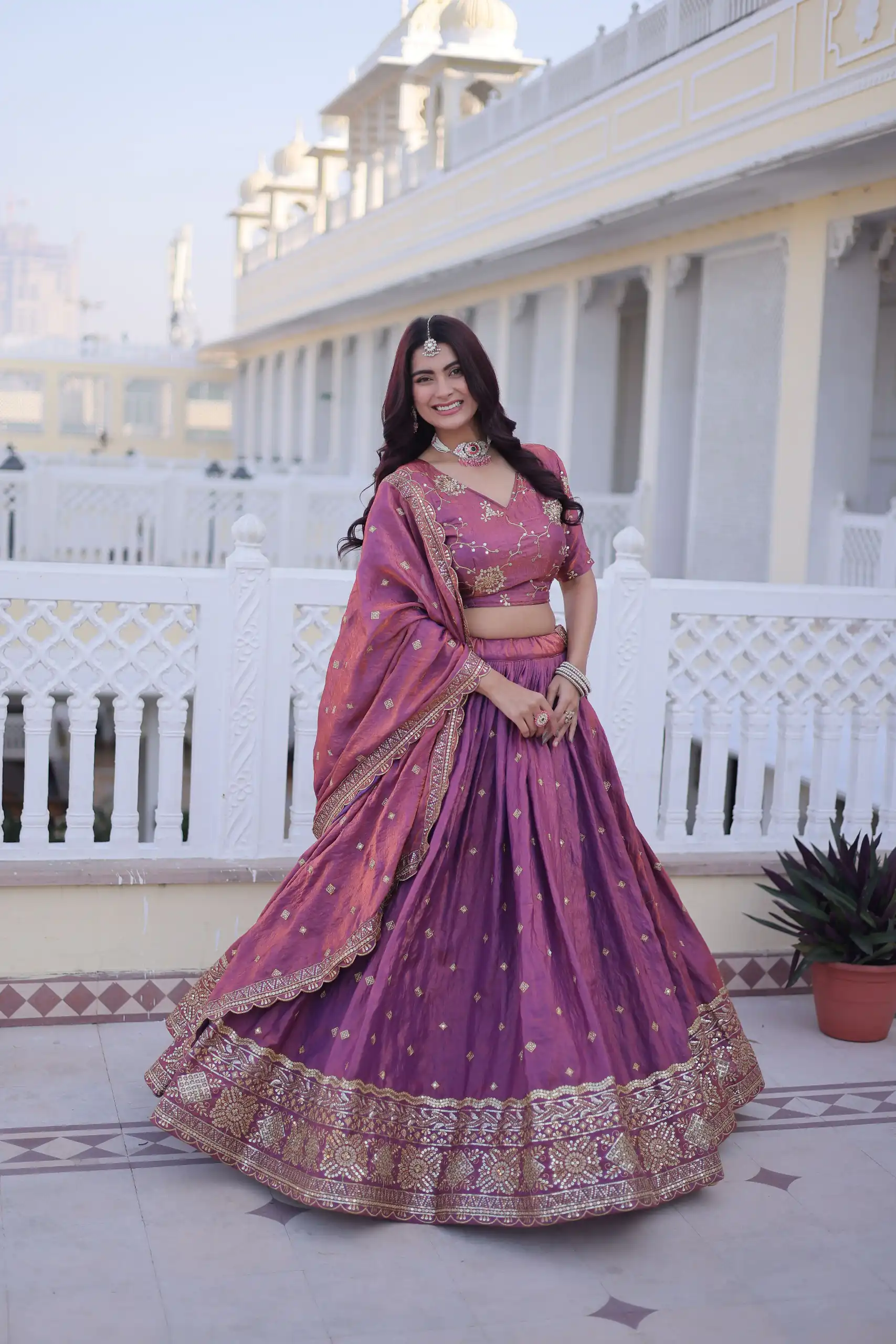 Beautiful Purple Ysl Silk Zari Embroidery Work Lehenga Choli