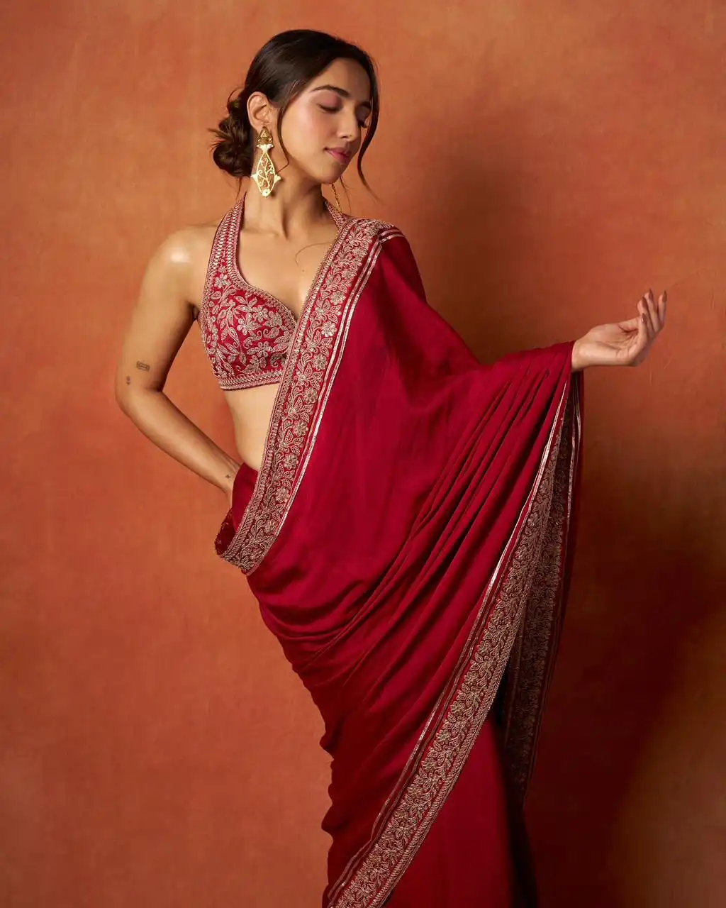 Beautiful Red Soft Rangoli Silk Sequence Work Saree