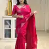 Classic Pink Banarasi Silk Weaving Golden Zari Saree