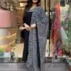Elegant Black Maslin Mirror Work Salwar Suit