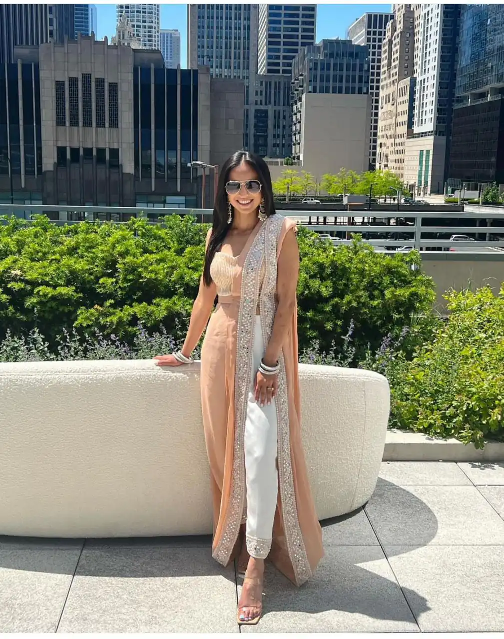 Fancy Light Peach Georgette Sequins Work Salwar Suit - Image 5