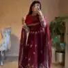 Gorgeous Maroon Fendy Silk Thread Work Salwar Suit