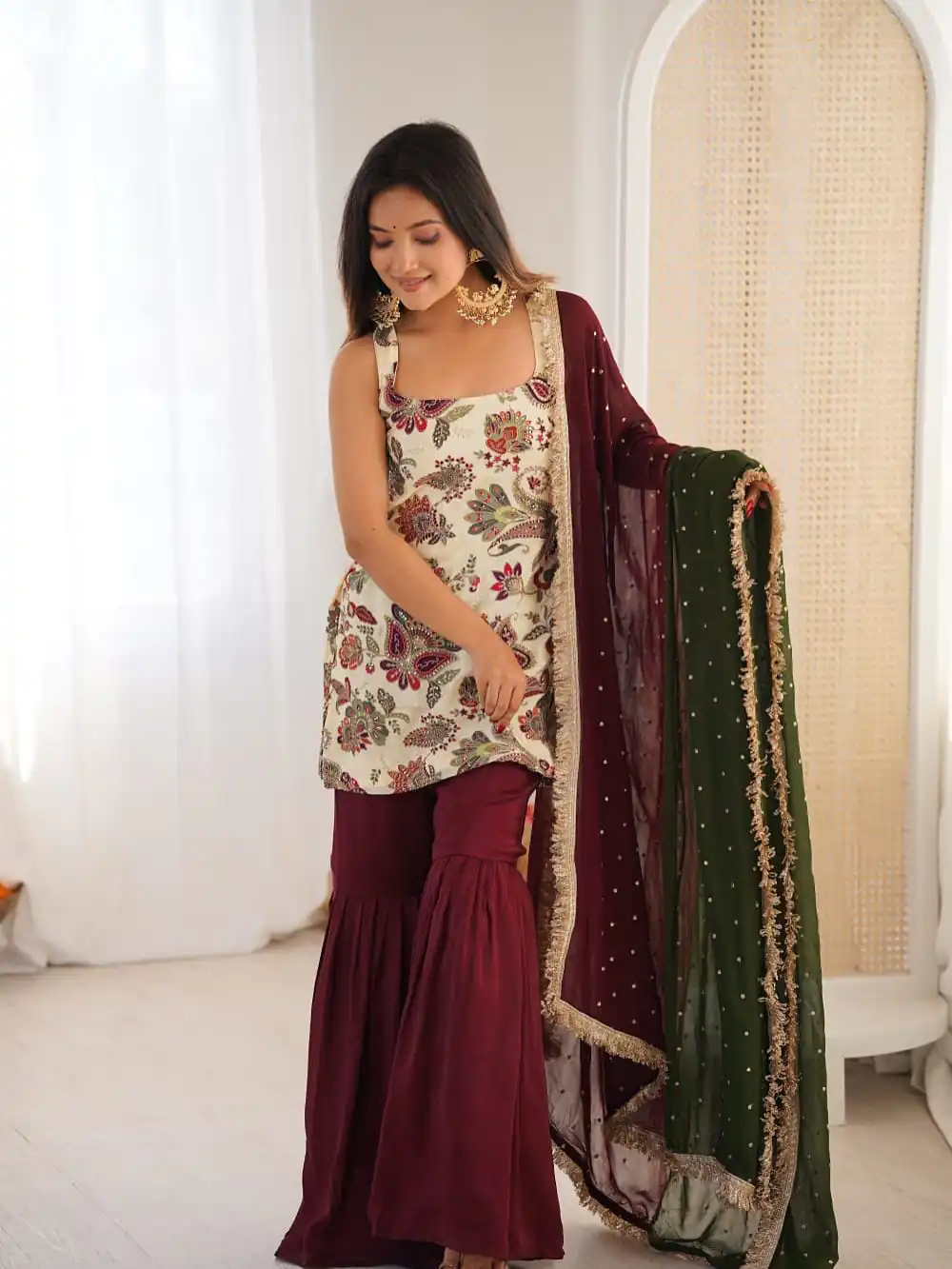 Maroon Natural Silk Embroidery Work Salwar Suit - Image 5