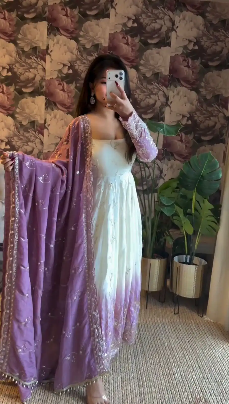 Perfect Lavender Star Georgette Sequence Work Salwar Suit