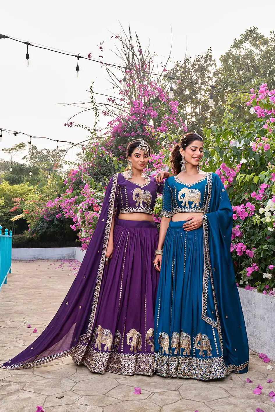 Special Blue Vichitra Silk Thread Work Lehenga Choli - Image 6