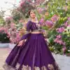 Special Dark Purple Vichitra Silk Thread Work Lehenga Choli