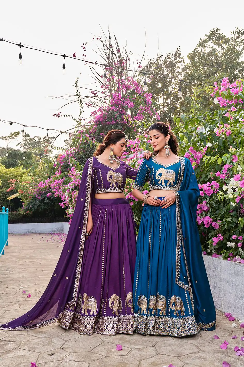 Special Dark Purple Vichitra Silk Thread Work Lehenga Choli - Image 5