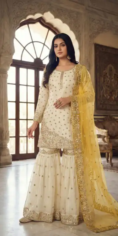 Yellow Fendy Silk Embroider Work Salwar Suit