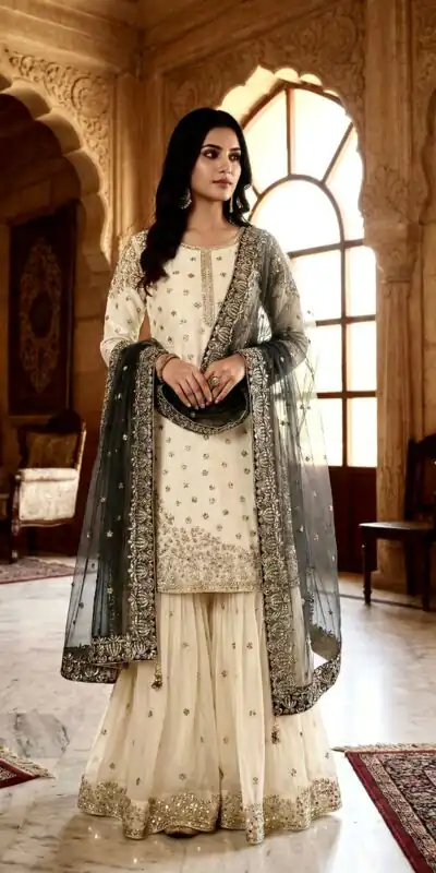 Black Fendy Silk Embroider Work Salwar Suit