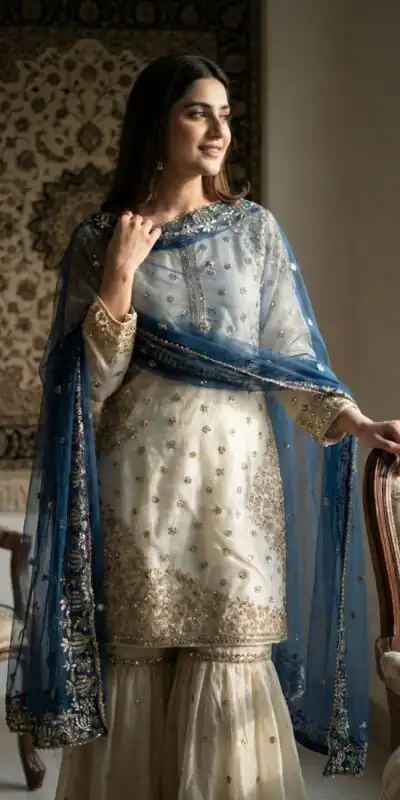 Blue Fendy Silk Embroider Work Salwar Suit