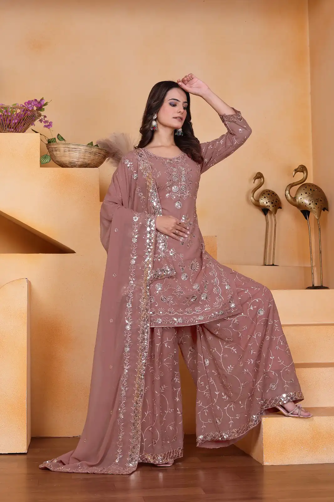 Onion Fox Georgette Embroidery Work Salwar Suit - Image 4