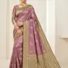 Onion Smooth Satin Gold Butta Zari Work Saree