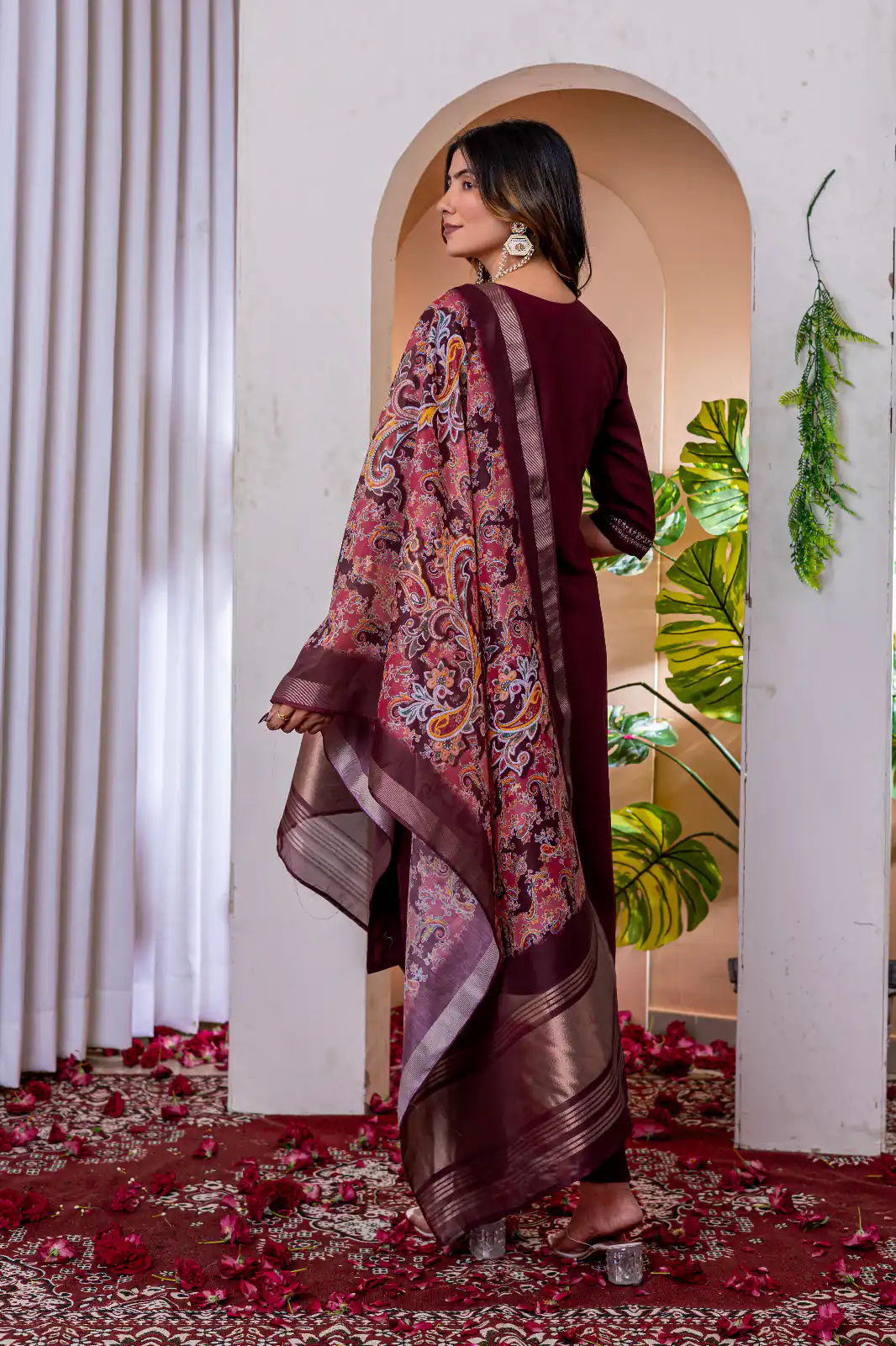 Maroon Marina Silk Embroider Work Salwar Suit - Image 4