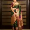 Green Soft Lichi Silk On All Over Border Saree