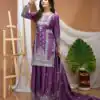 Purple Natural Crap Embroidery Work Salwar Suit