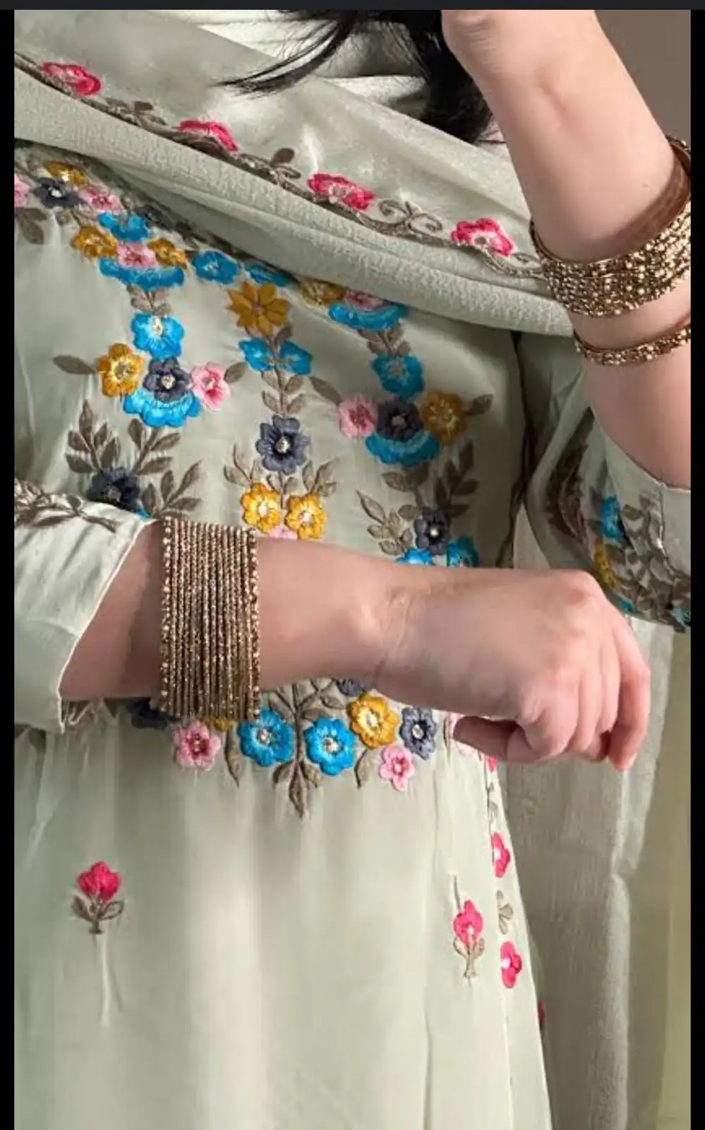 Elegant Pista Chinon Silk Embroidery Work Salwar Suit - Image 5