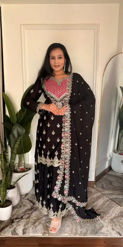 WW G 6000 Black Viscous Chinon Salwar Suit with Lace Work & Embroidery Work. Exclusive Offer ₹2499. Delivery 4-6 Working Days. Shop now. | Jump Suits, Straight Suits, Casual Suits, Creative suits, Designer Suits, Palazzo Suits, Party Wear Suits, Patiala Suits, Salwar suit